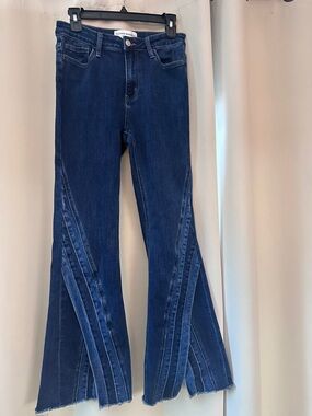Flying Monkey Deep Indigo Flare Jeans with Panel Detailing